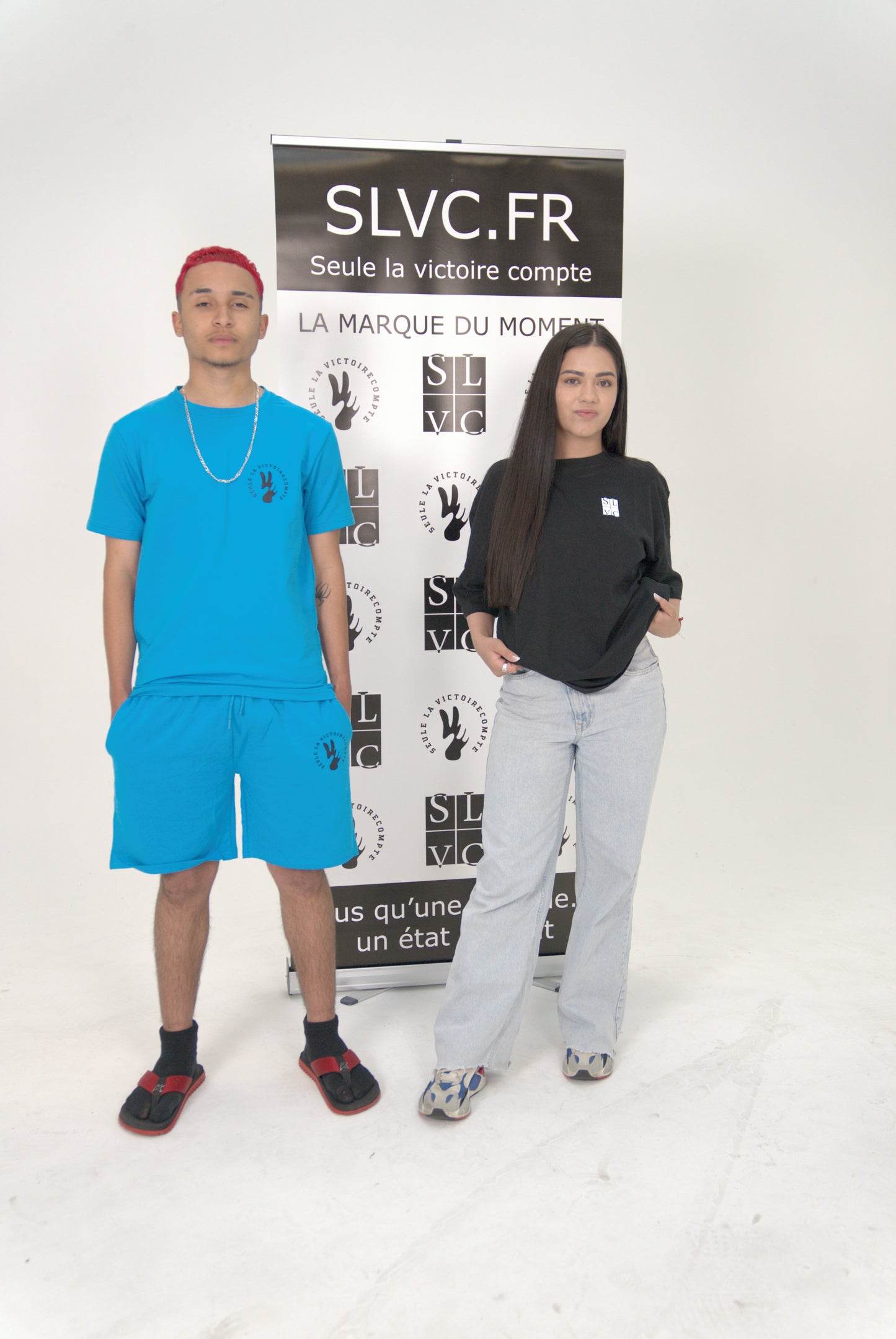 Ensemble tee-shirt et short tendance SLVC (Bleu Ciel)