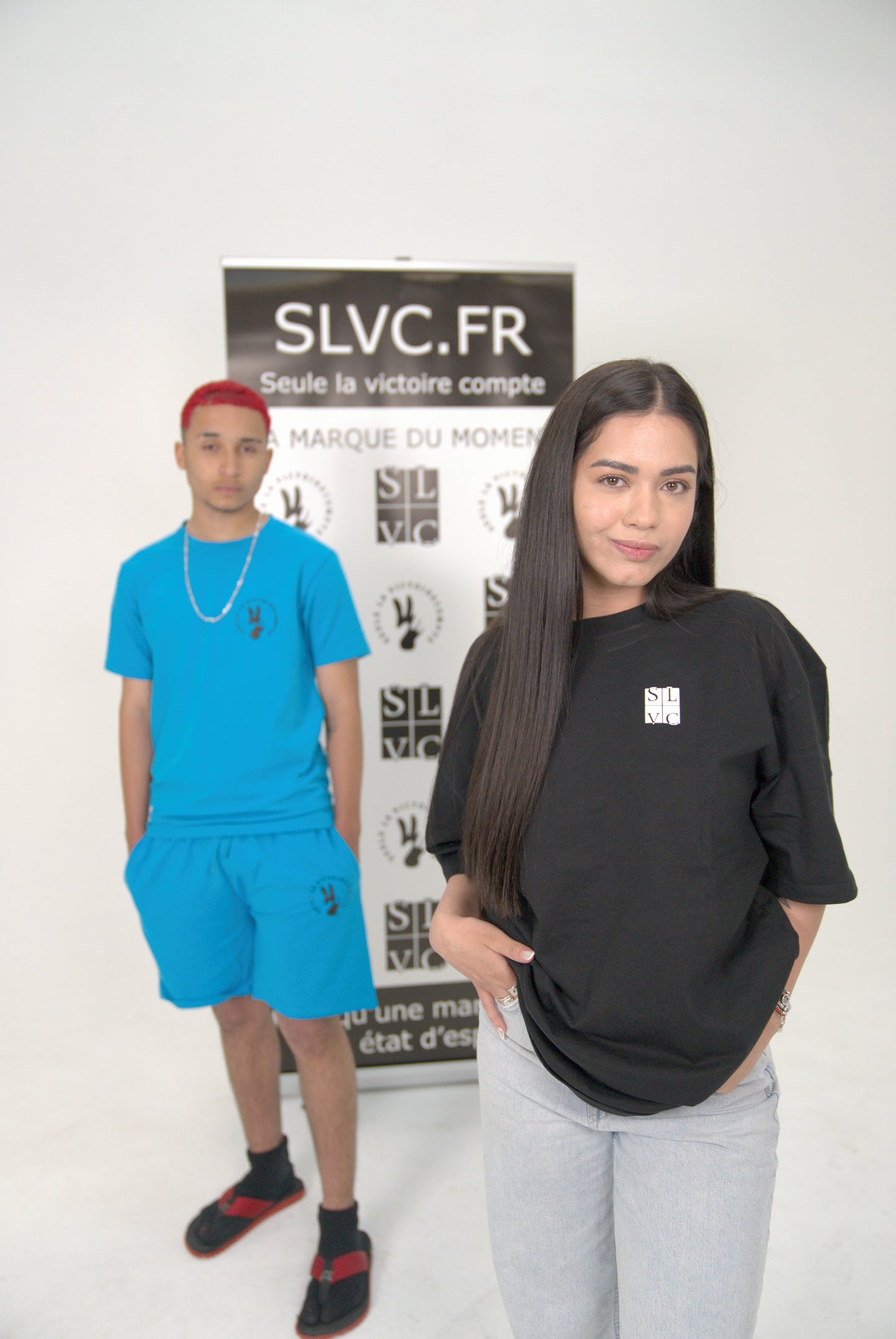 Ensemble tee-shirt et short tendance SLVC (Bleu Ciel)