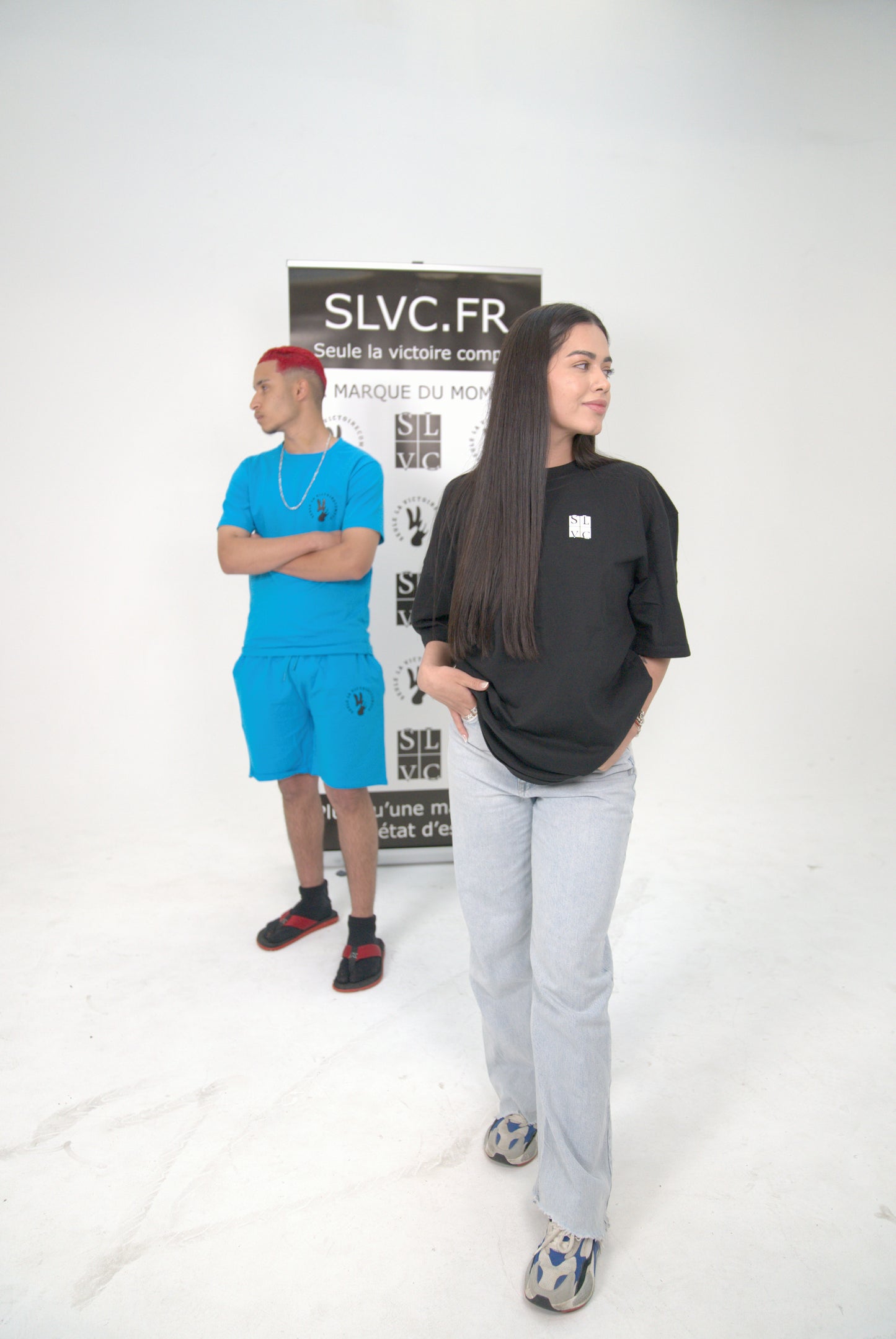 Ensemble tee-shirt et short tendance SLVC (Bleu Ciel)