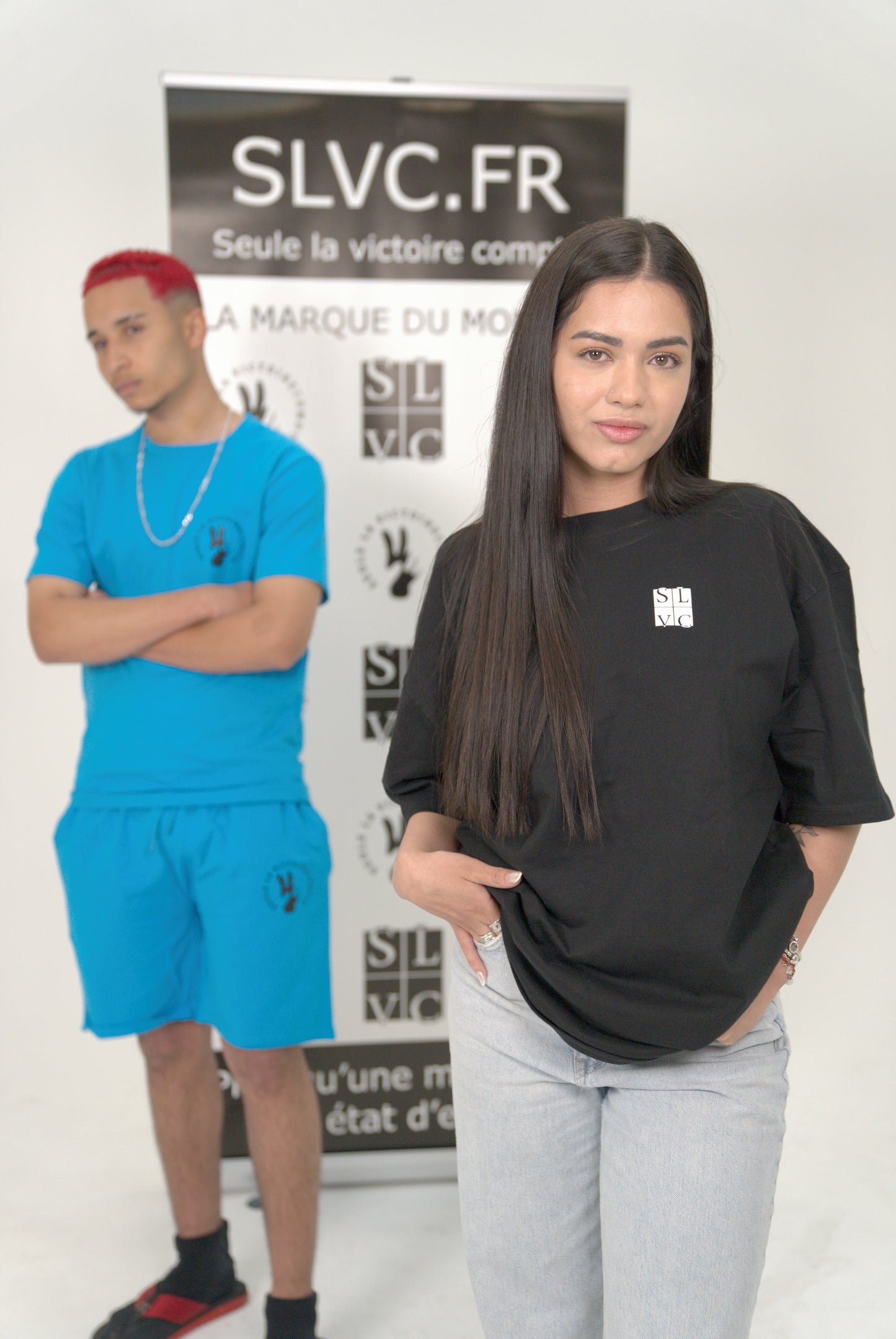 Ensemble tee-shirt et short tendance SLVC (Bleu Ciel)