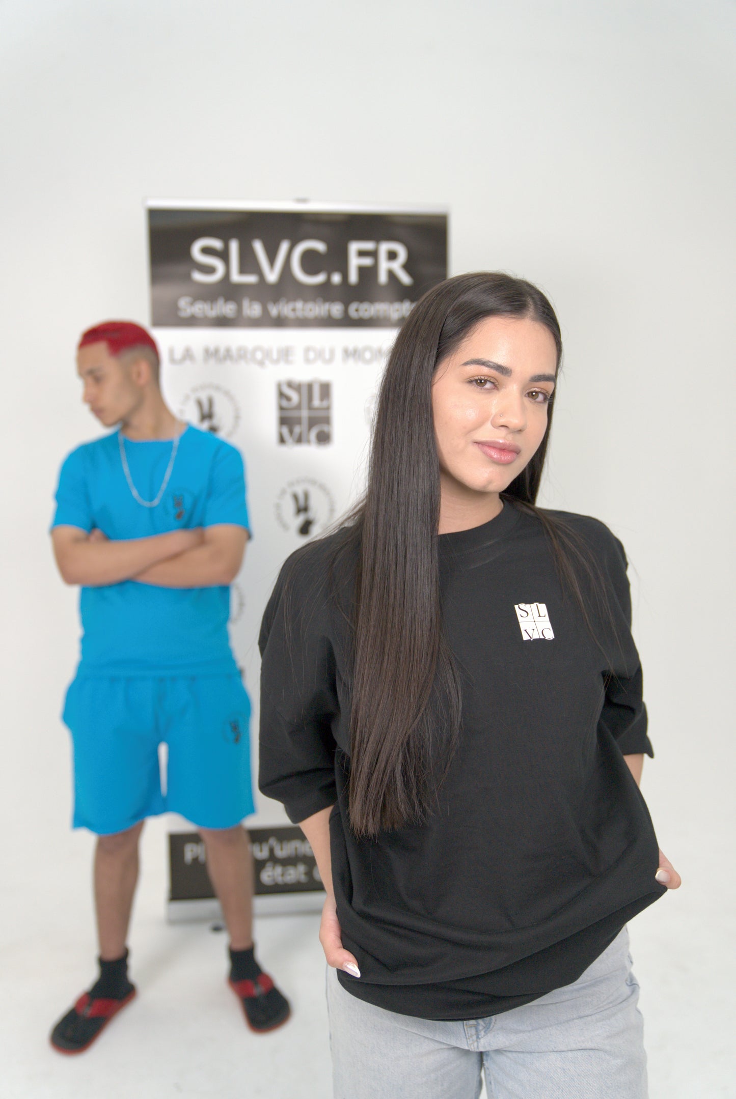 Ensemble tee-shirt et short tendance SLVC (Bleu Ciel)