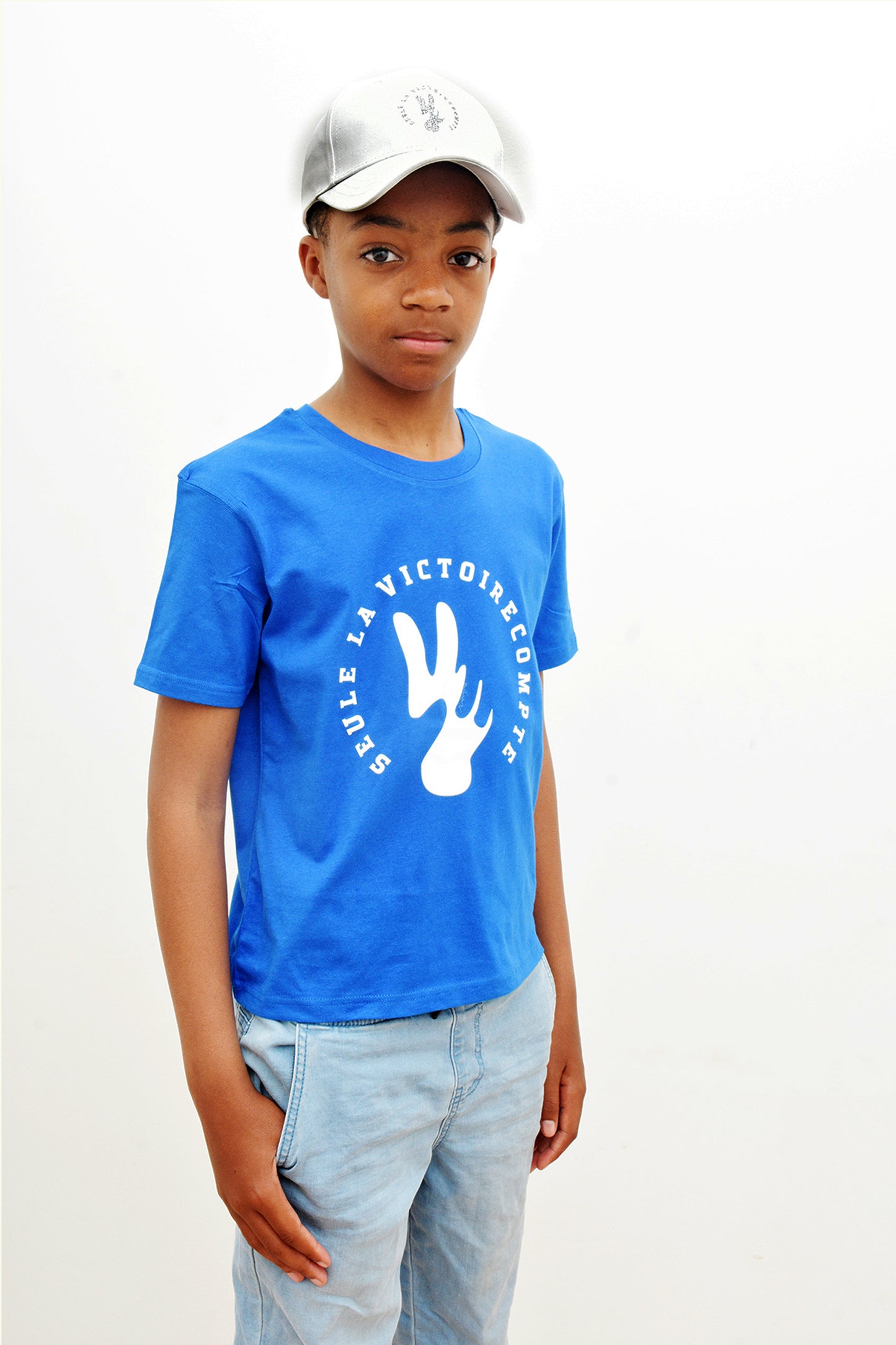 Tee-Shirt enfant bleu royale SLVC AUTHENTIK grand logo noir (Unisex)
