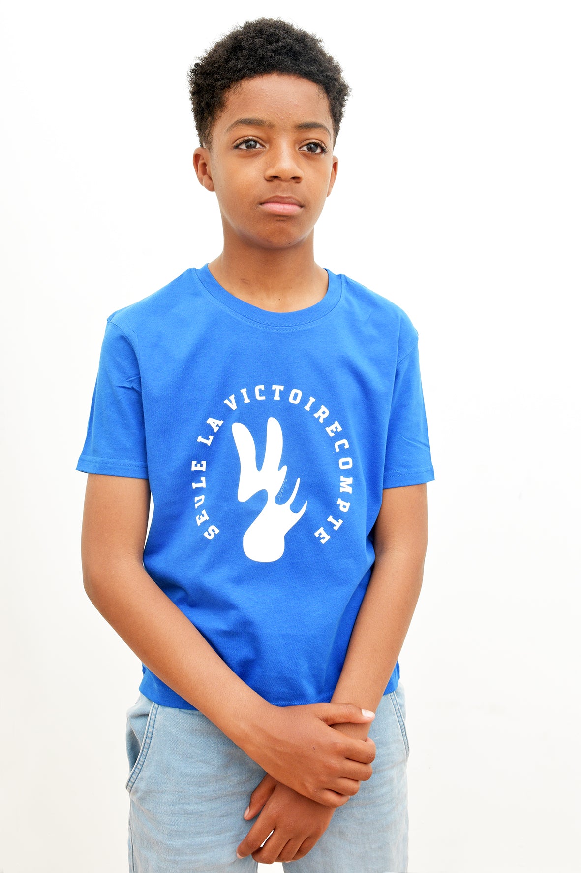 Tee-Shirt enfant bleu royale SLVC AUTHENTIK grand logo noir (Unisex)