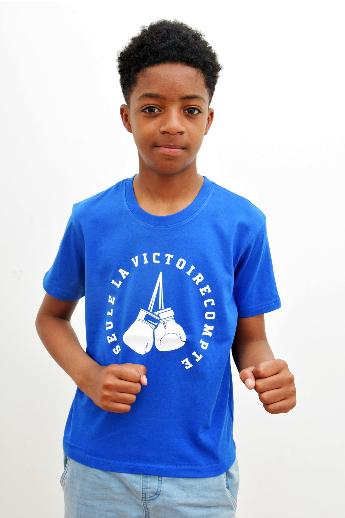 Tee-Shirt enfant bleu royale SLVC VICTORY grand logo blanc (Unisex)