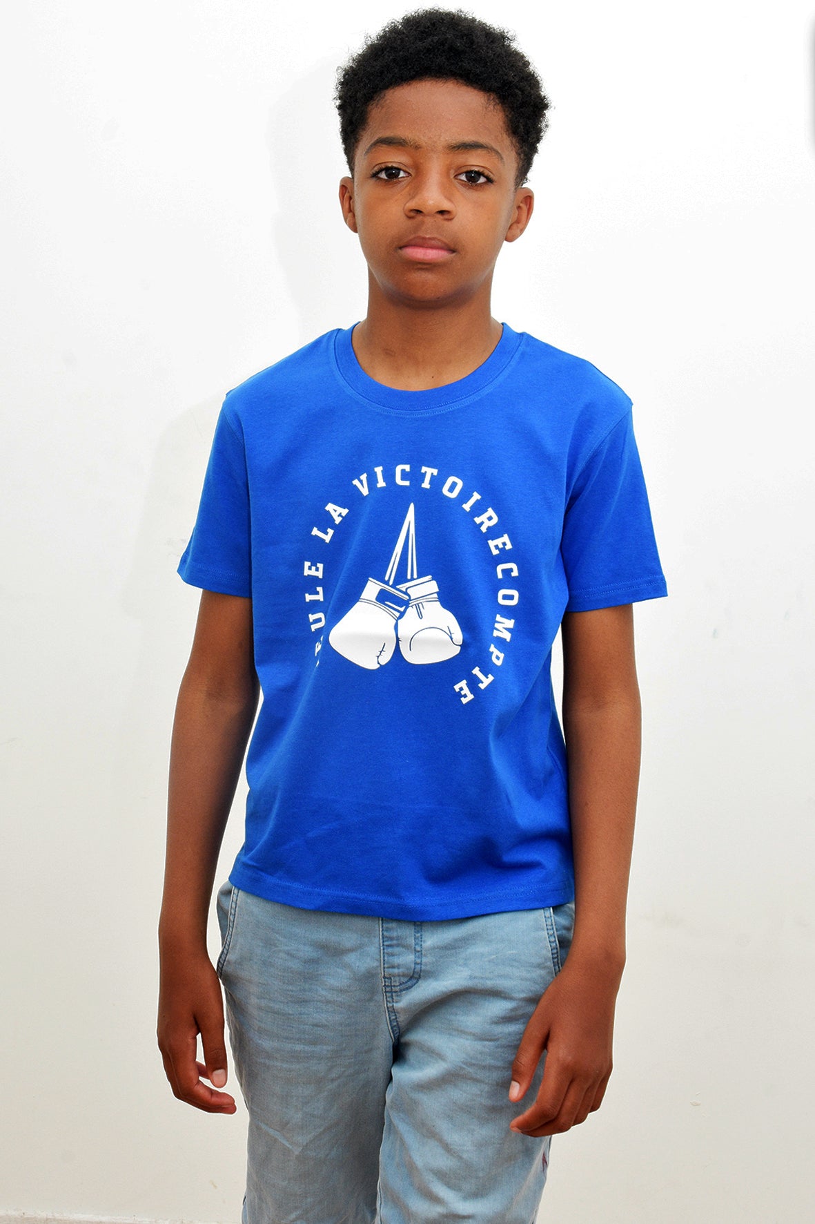 Tee-Shirt enfant bleu royale SLVC VICTORY grand logo blanc (Unisex)
