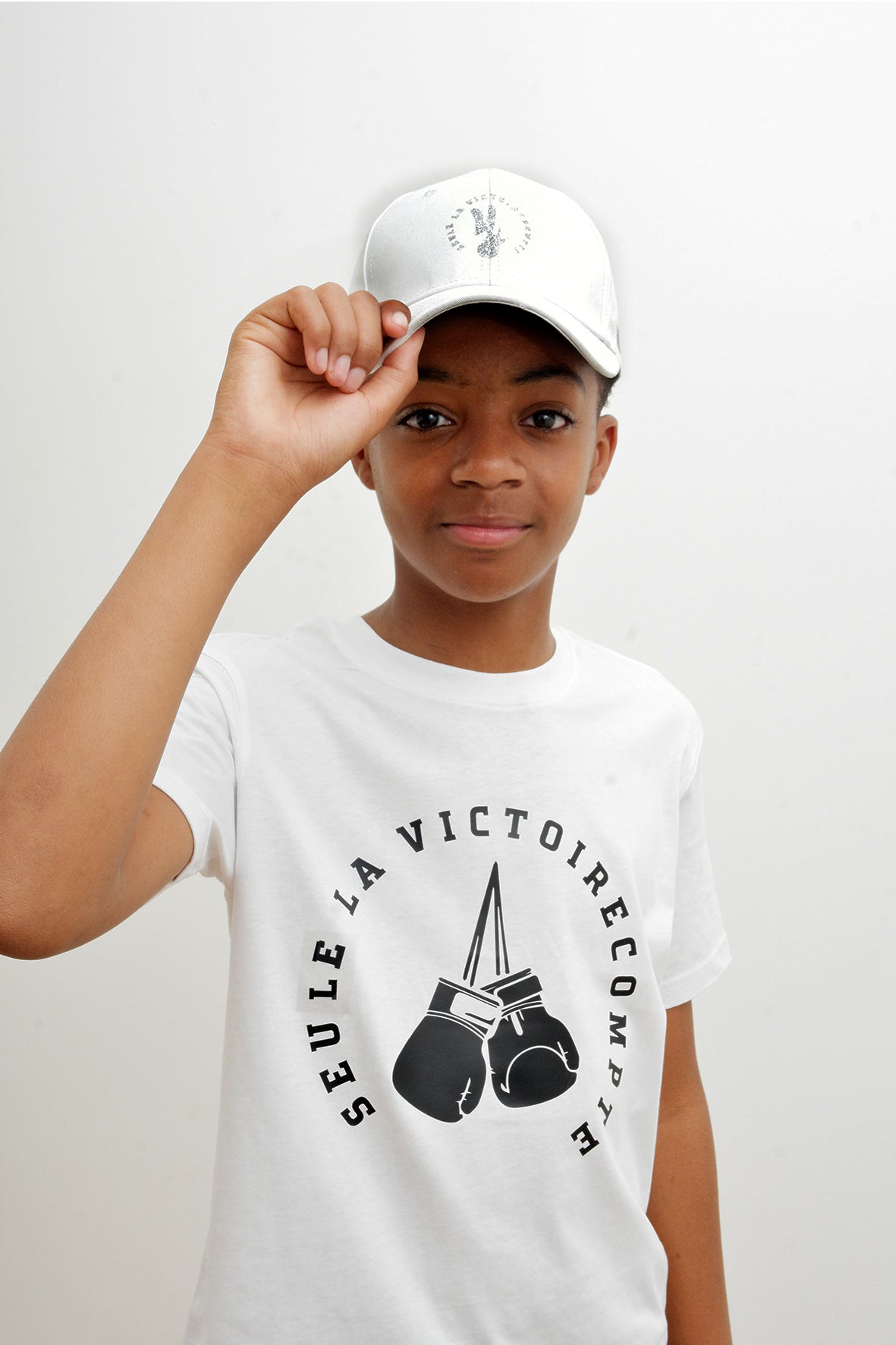 Tee-Shirt enfant blanc SLVC VICTORY grand logo noir (Unisex)