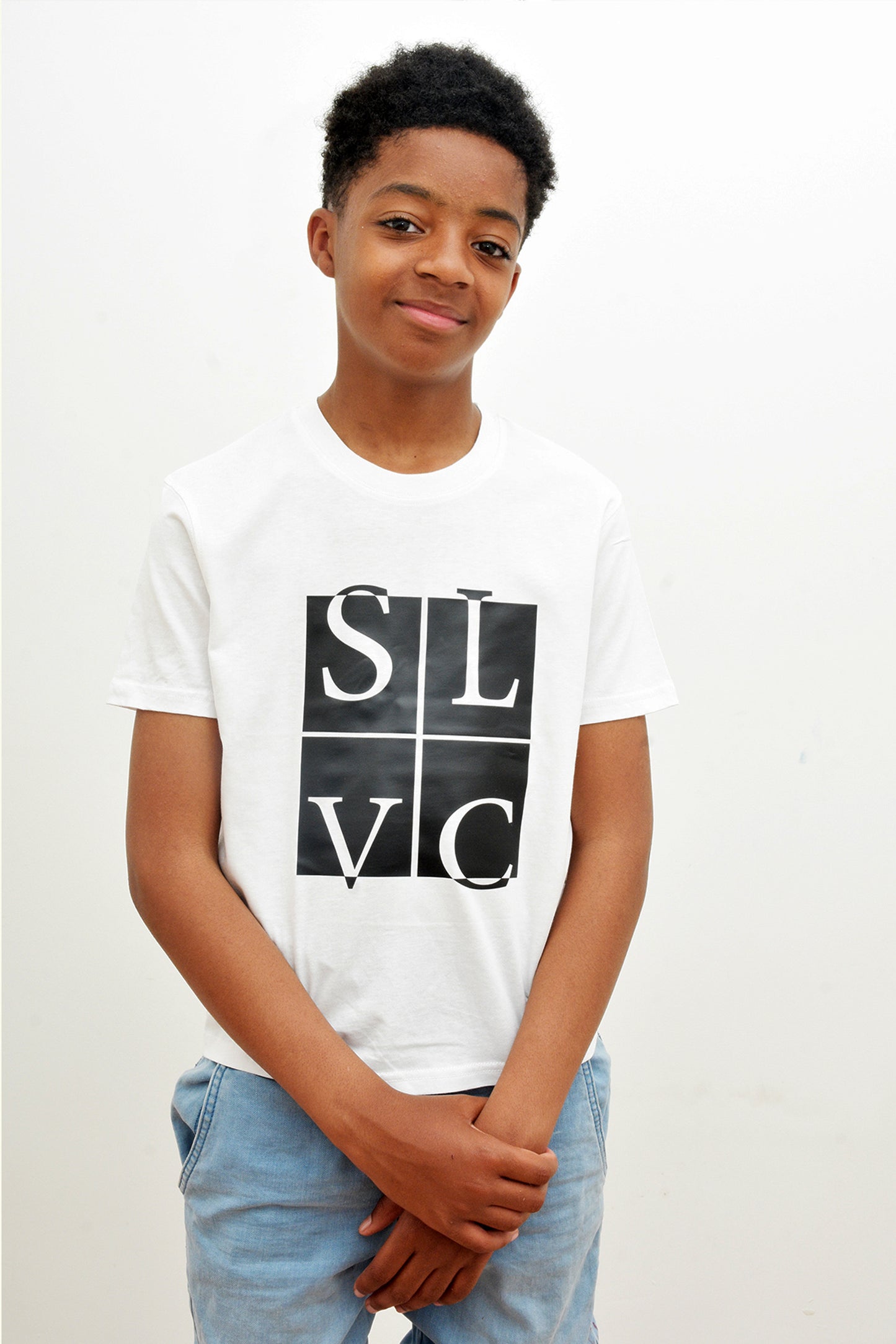 Tee-Shirt enfant blanc SLVC CLASSIC grand logo noir (Unisex)