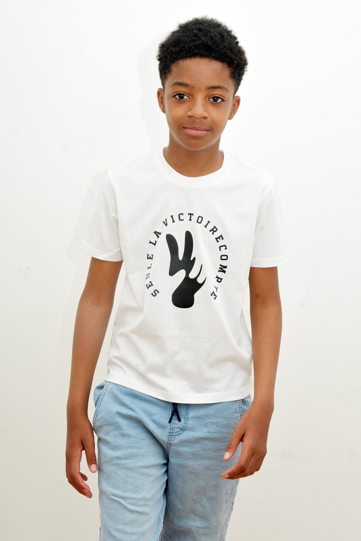 Tee-Shirt enfants blanc SLVC AUTHENTIK - grand logo noir (Unisex)