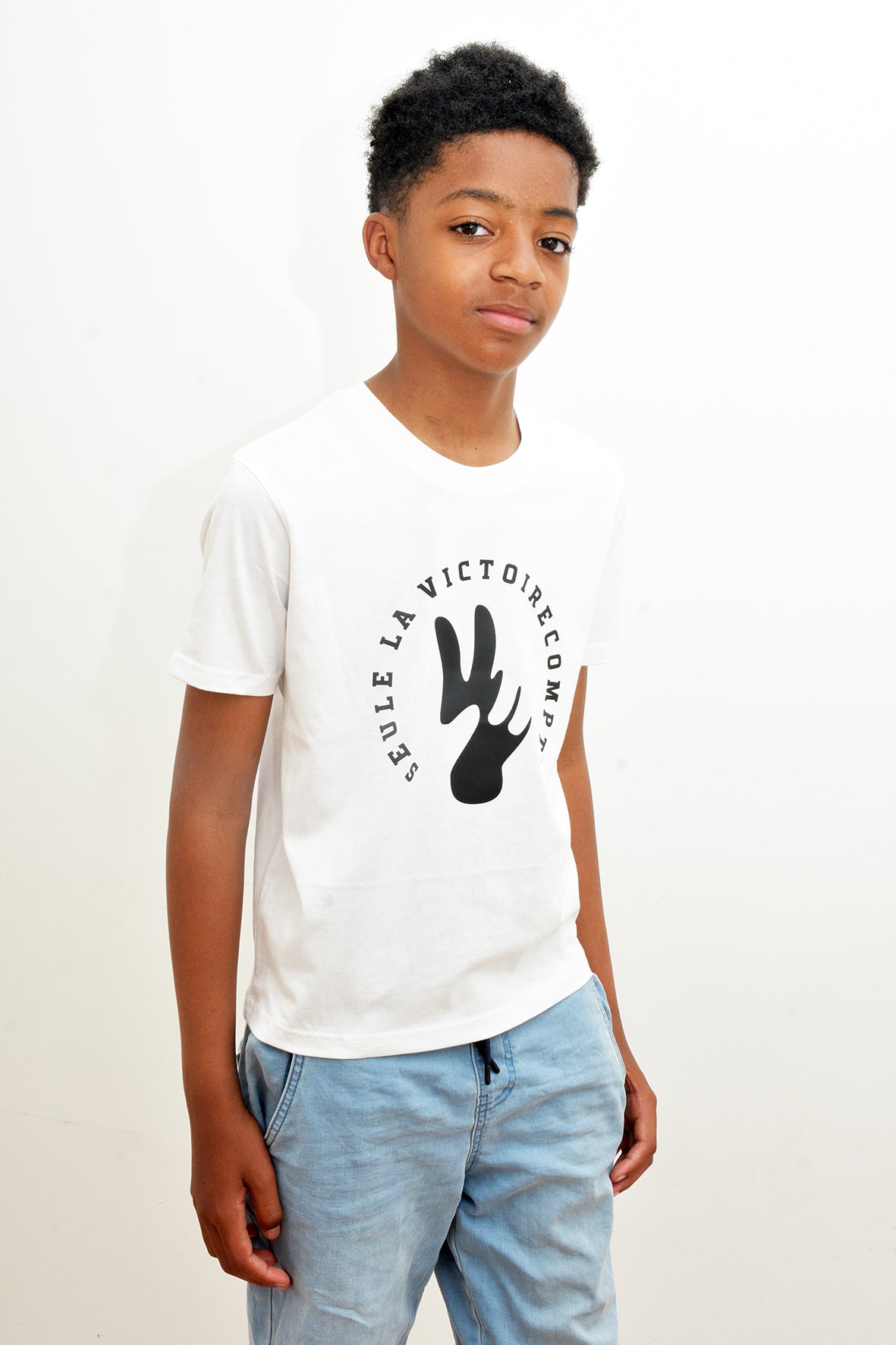 Tee-Shirt enfants blanc SLVC AUTHENTIK - grand logo noir (Unisex)