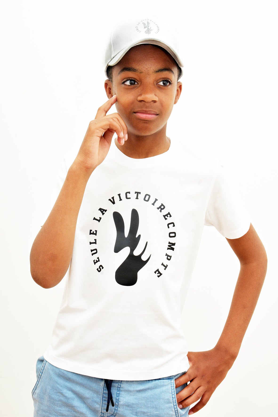 Tee-Shirt enfants blanc SLVC AUTHENTIK - grand logo noir (Unisex)