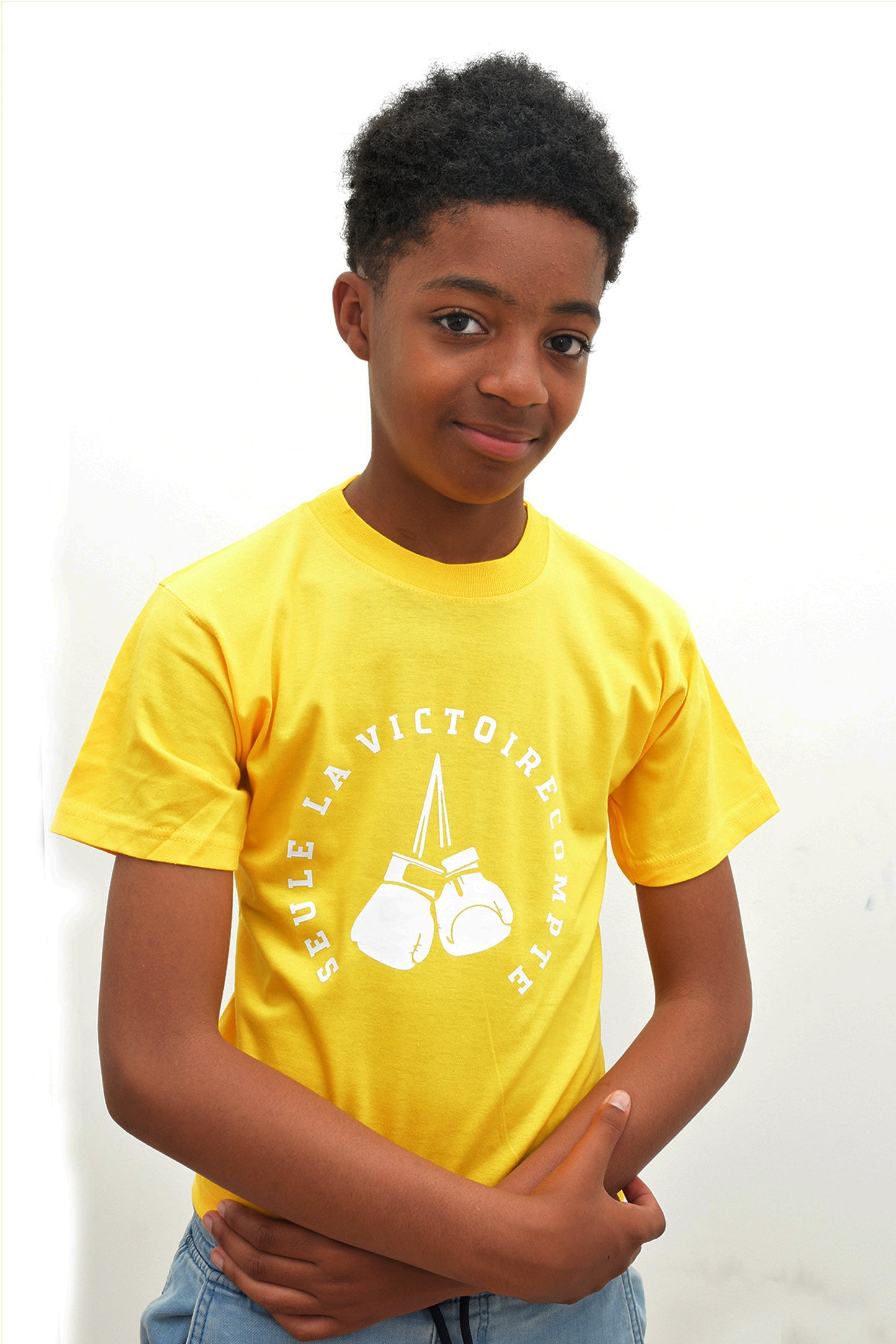 Tee-Shirt enfant jaune SLVC VICTORY grand logo blanc (Unisex)