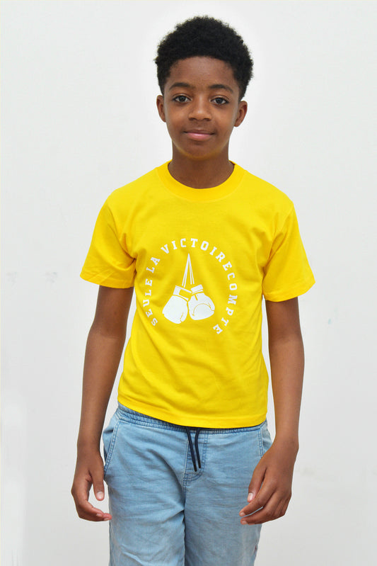Tee-Shirt enfant jaune SLVC VICTORY grand logo blanc (Unisex)