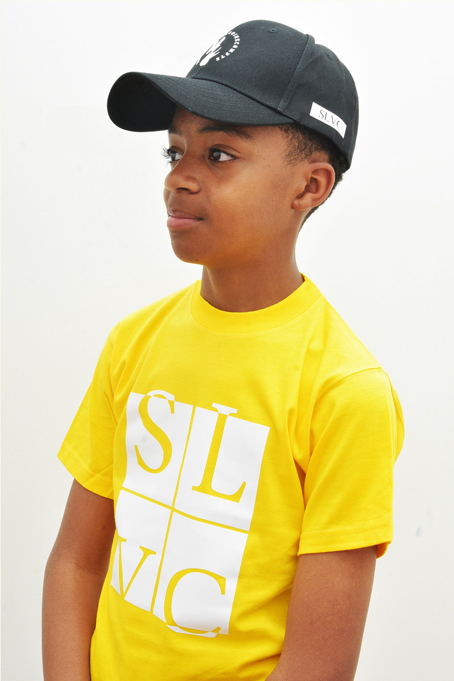 Tee-Shirt enfant jaune SLVC CLASSIC grand logo carré blanc (Unisex)