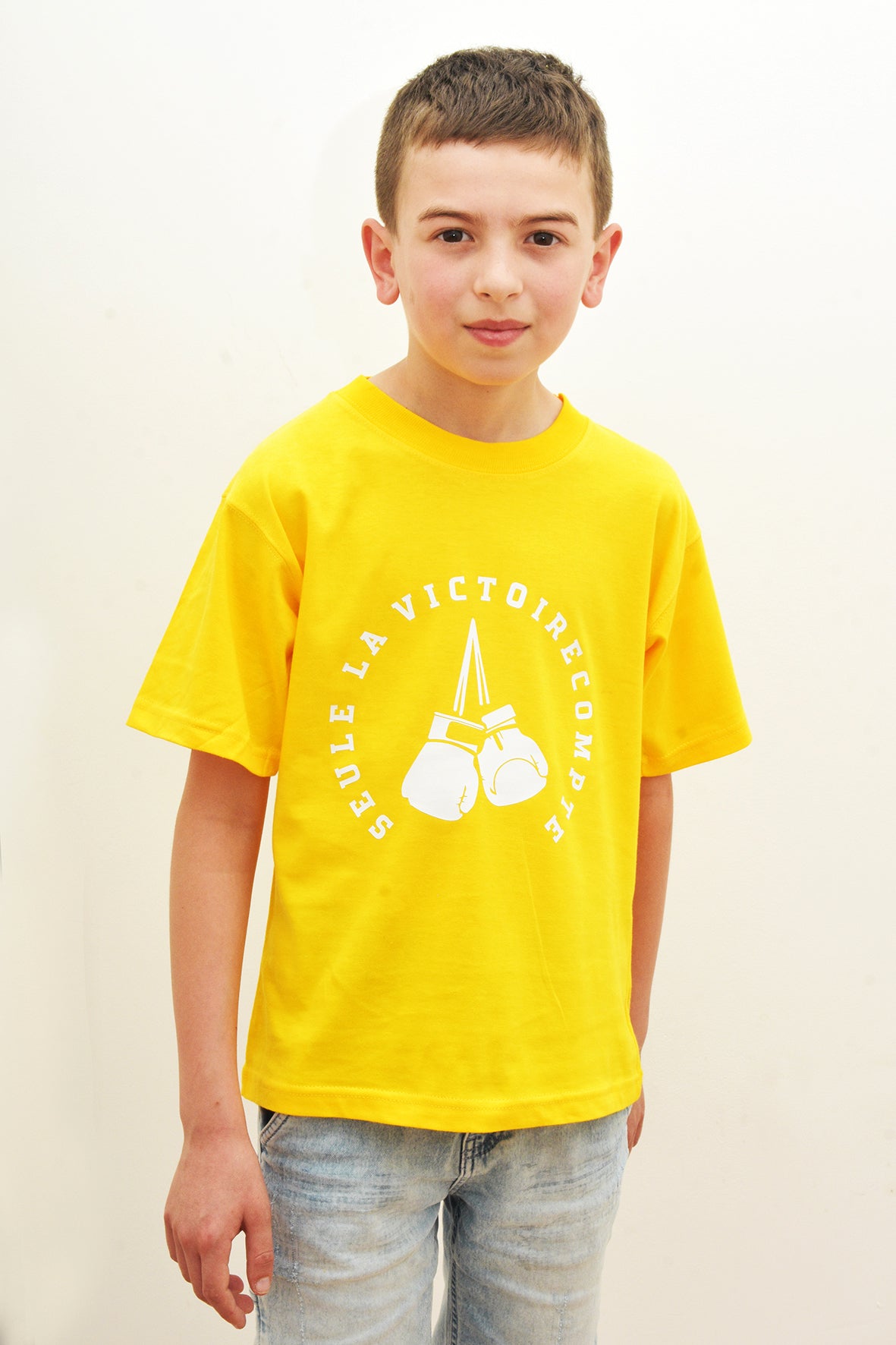 Tee-Shirt enfant jaune SLVC VICTORY grand logo blanc (Unisex)