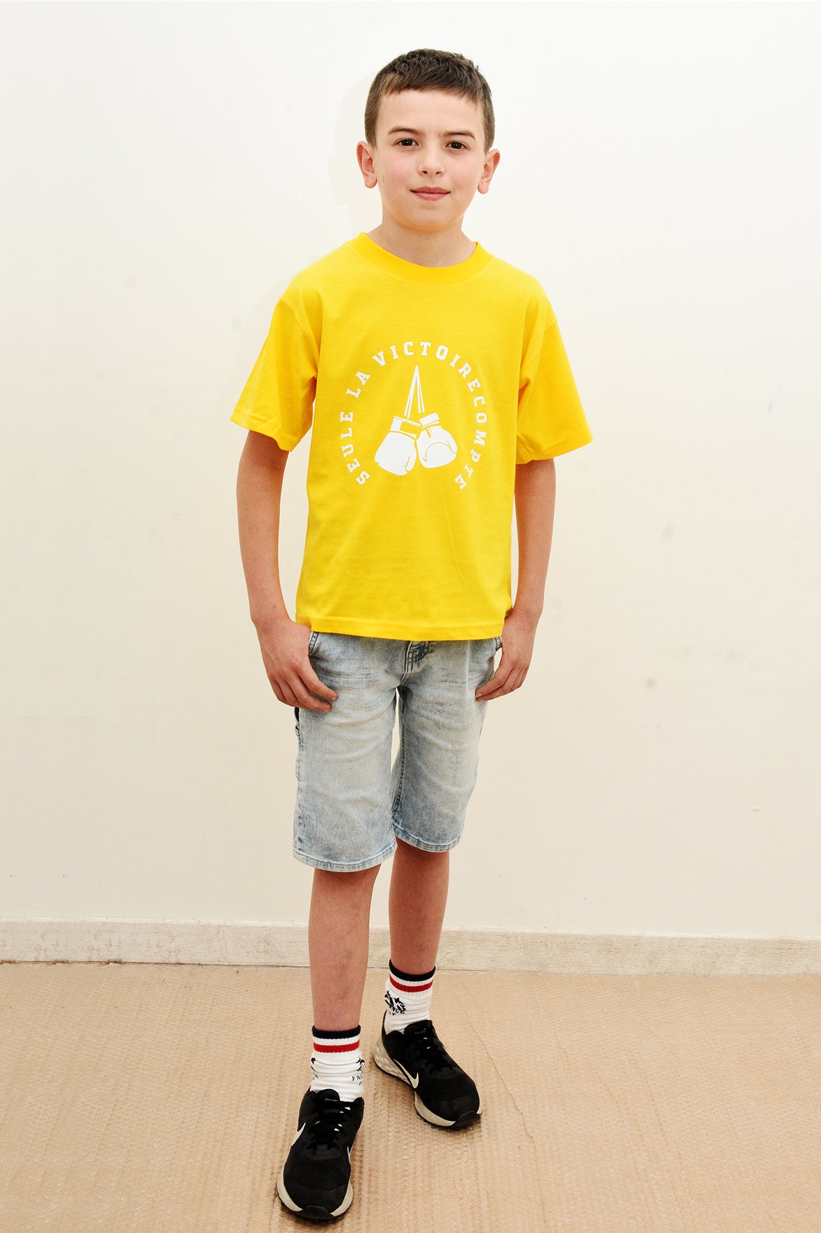 Tee-Shirt enfant jaune SLVC VICTORY grand logo blanc (Unisex)