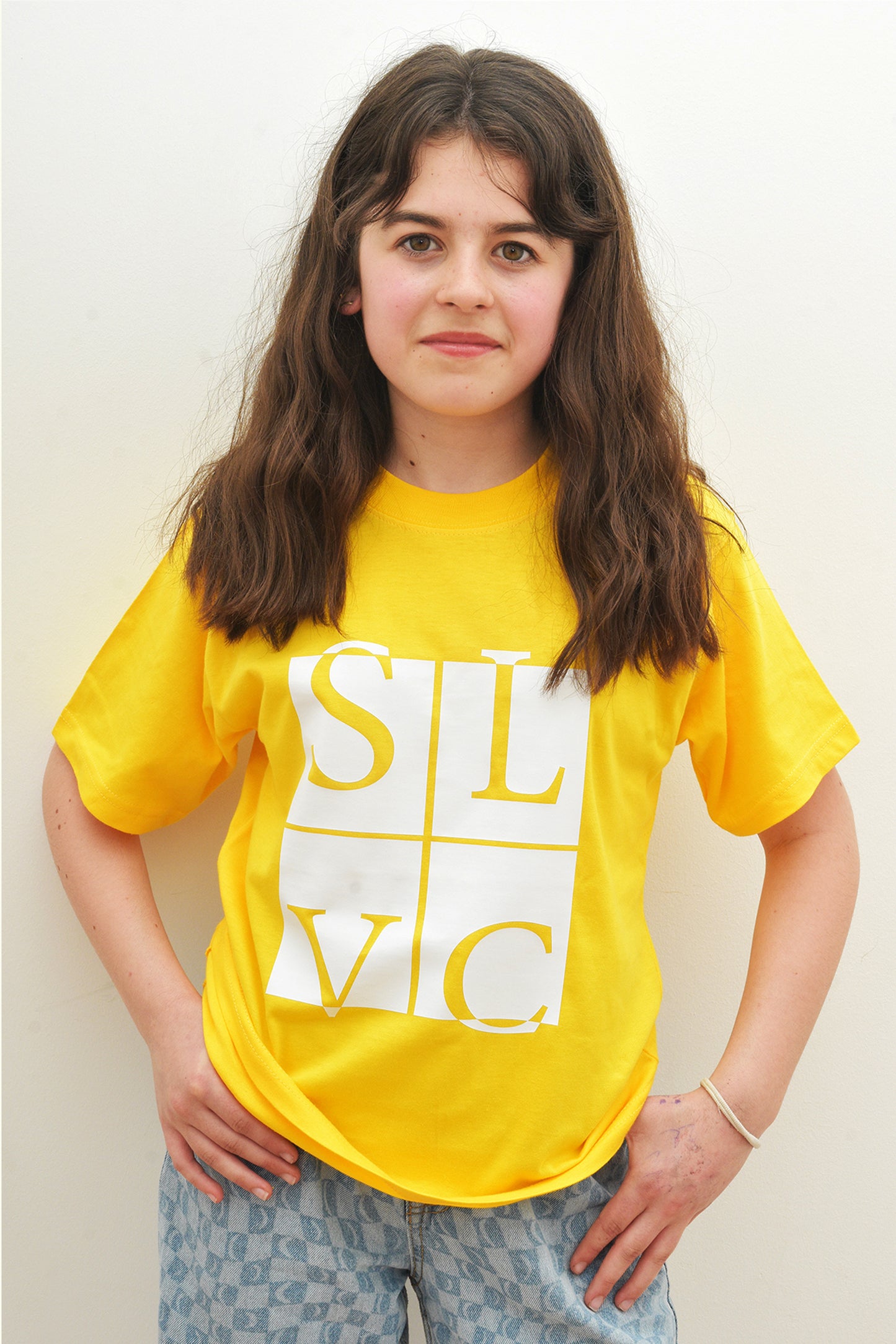 Tee-Shirt enfant jaune SLVC CLASSIC grand logo blanc (Unisex)