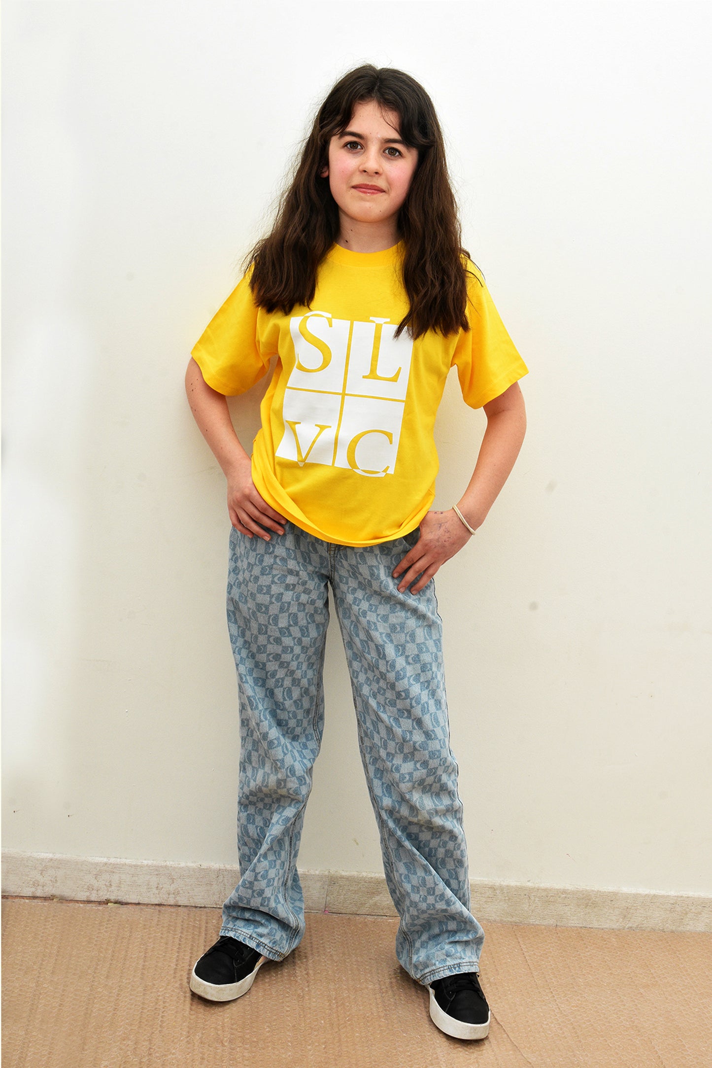 Tee-Shirt enfant jaune SLVC CLASSIC grand logo blanc (Unisex)