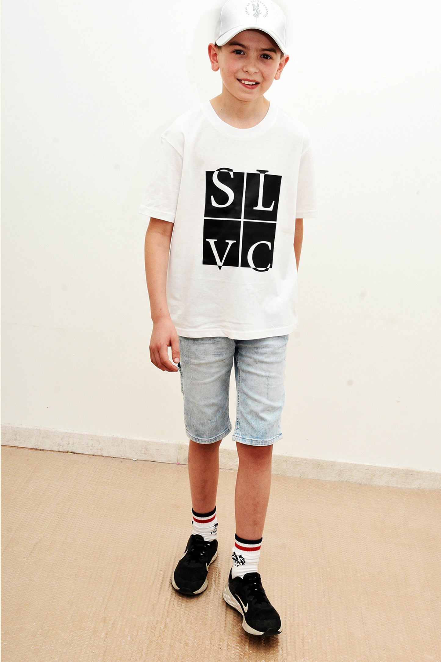 Tee-Shirt enfant blanc SLVC CLASSIC grand logo noir (Unisex)