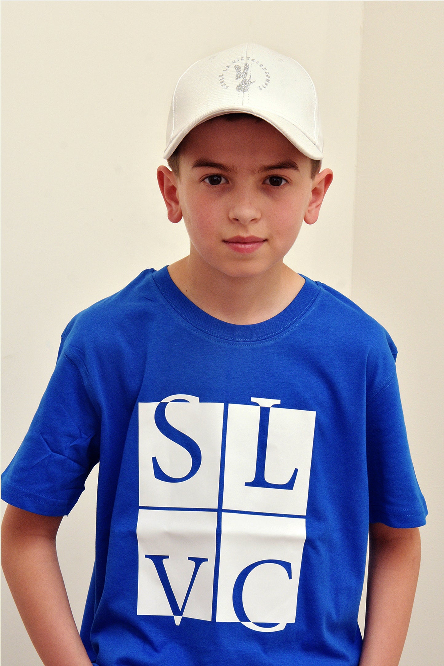 Tee-Shirt enfant bleu royale SLVC CLASSIC grand logo blanc (Unisex)