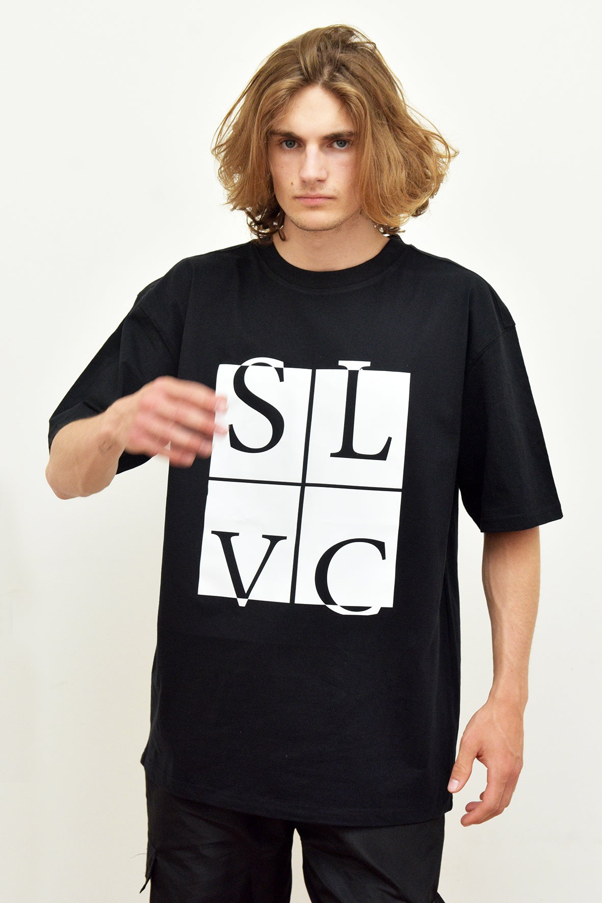Tee-shirt SLVC CHICAGO CLASSIC BLACK Oversized logo blanc (Unisex)