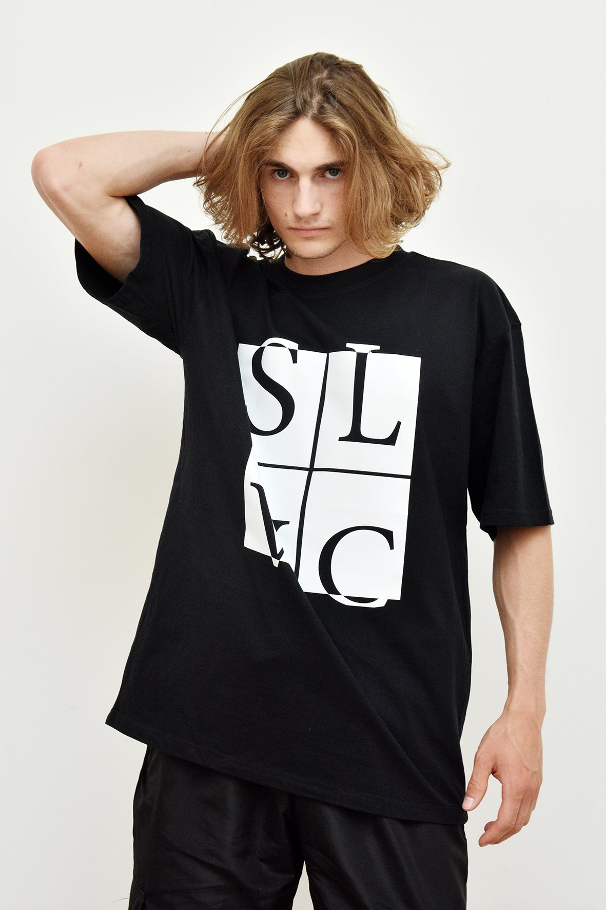 Tee-shirt SLVC CHICAGO CLASSIC BLACK Oversized logo blanc (Unisex)