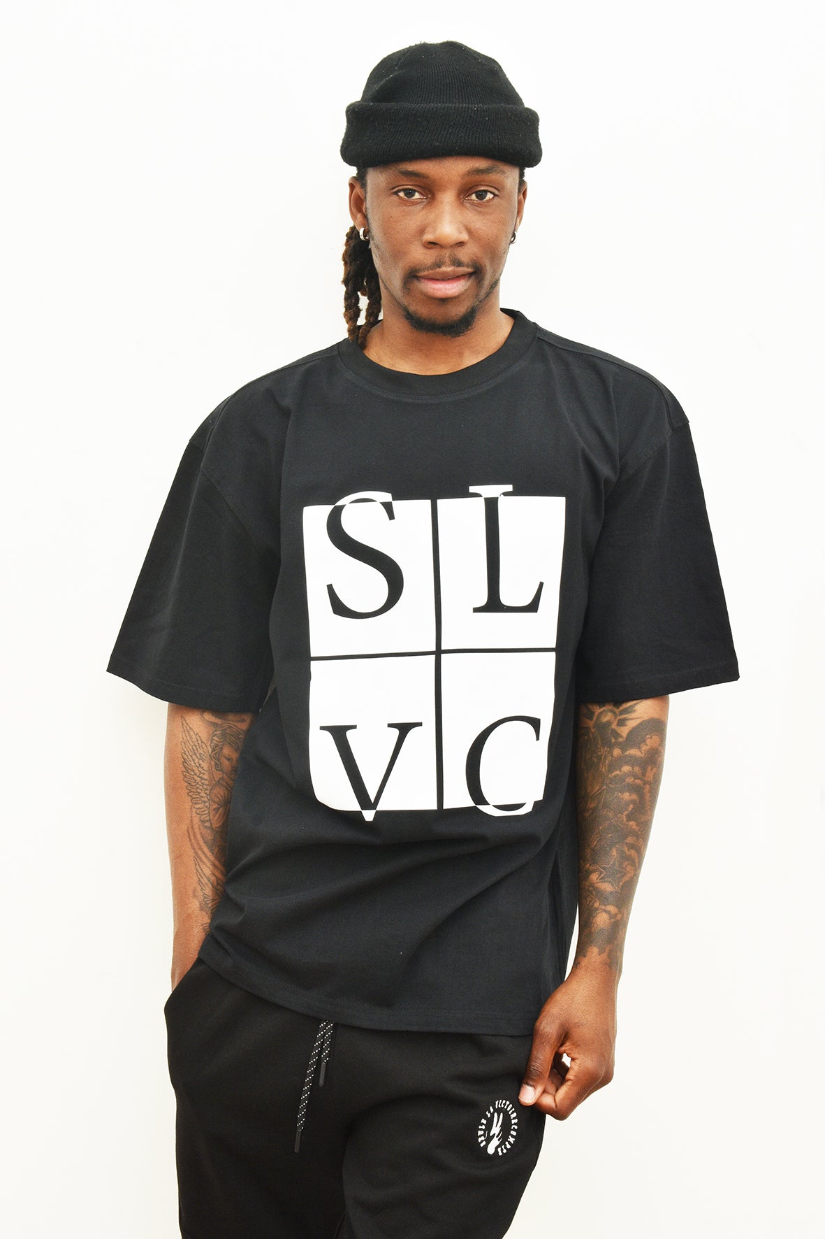 Tee-shirt SLVC CHICAGO CLASSIC BLACK Oversized logo blanc (Unisex)