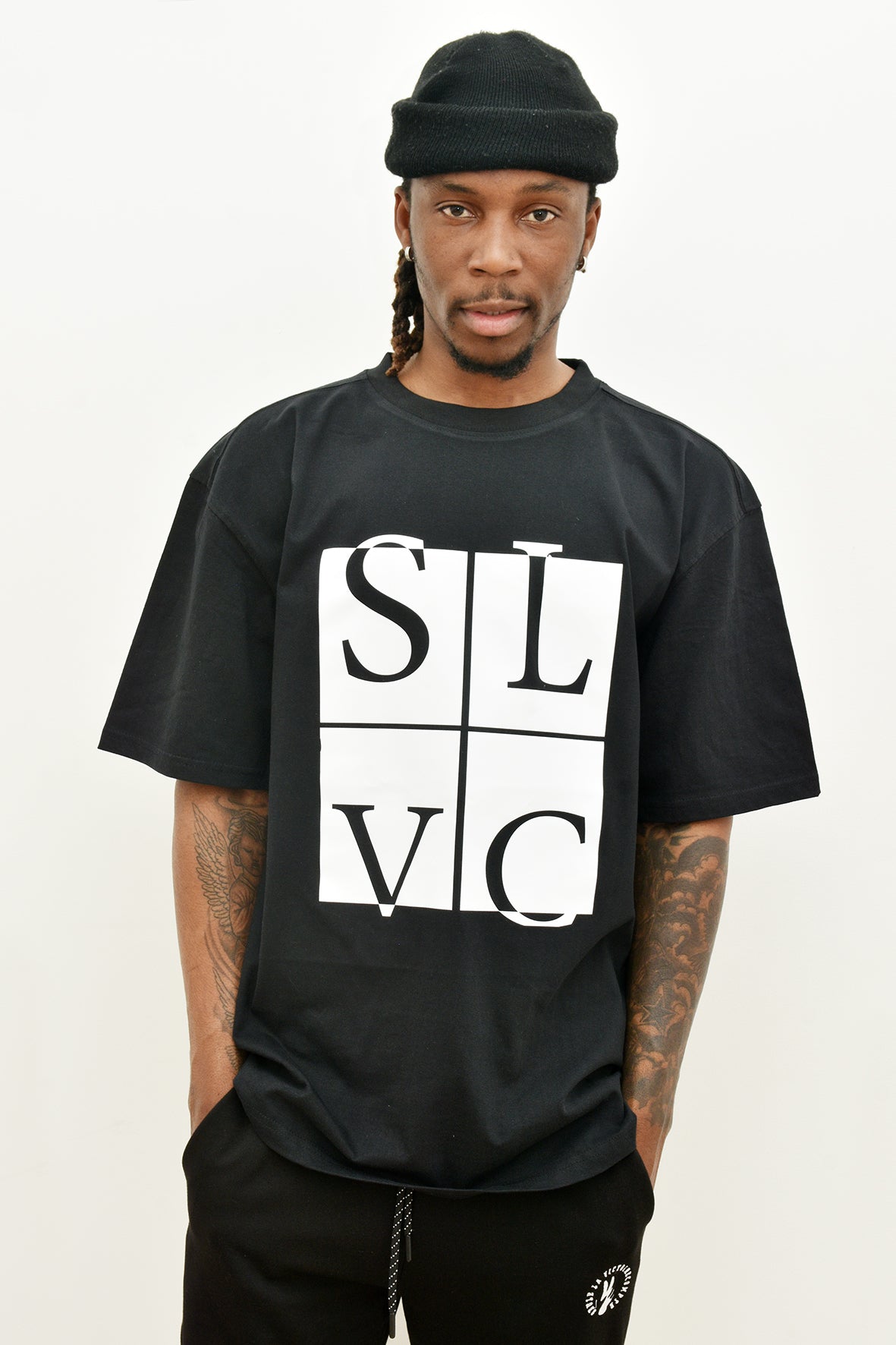 Tee-shirt SLVC CHICAGO CLASSIC BLACK Oversized logo blanc (Unisex)
