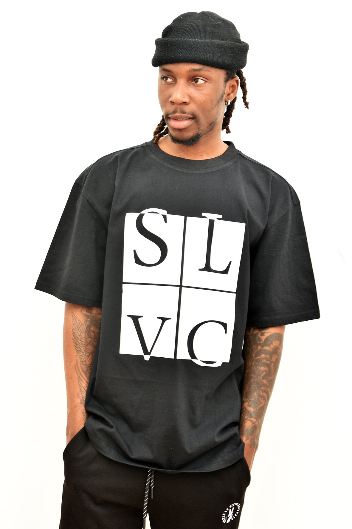 Tee-shirt SLVC CHICAGO CLASSIC BLACK Oversized logo blanc (Unisex)