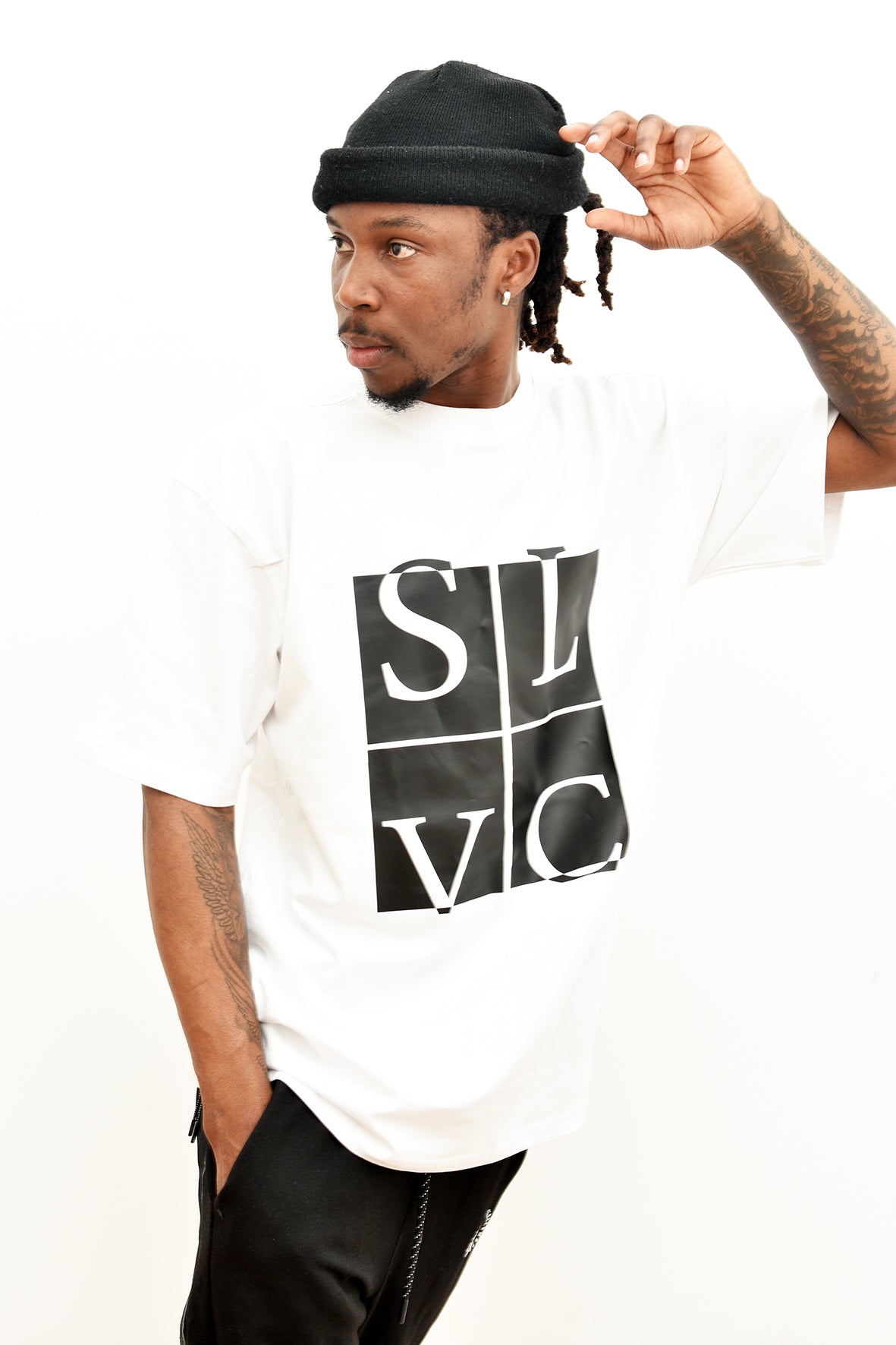 Tee-shirt SLVC CHICAGO CLASSIC WHITE Oversized logo noir (Unisex)