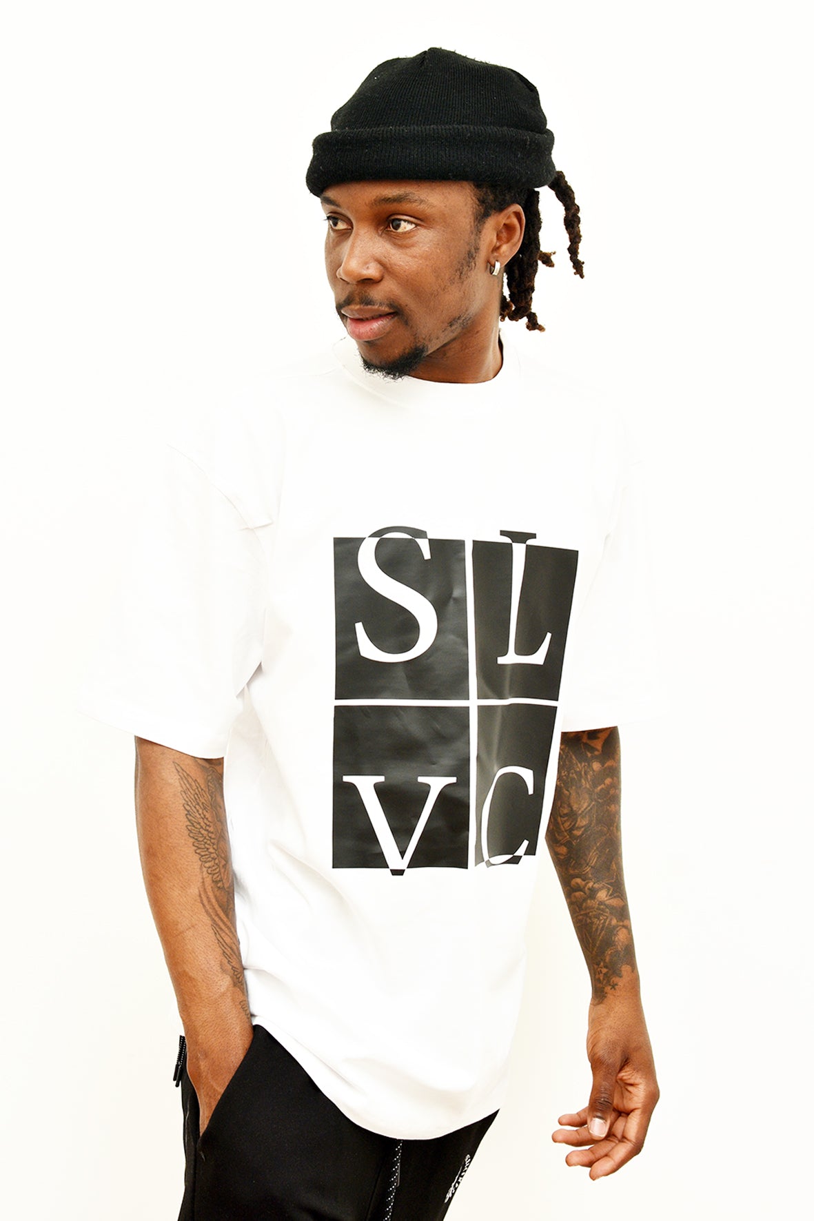 Tee-shirt SLVC CHICAGO CLASSIC WHITE Oversized logo noir (Unisex)