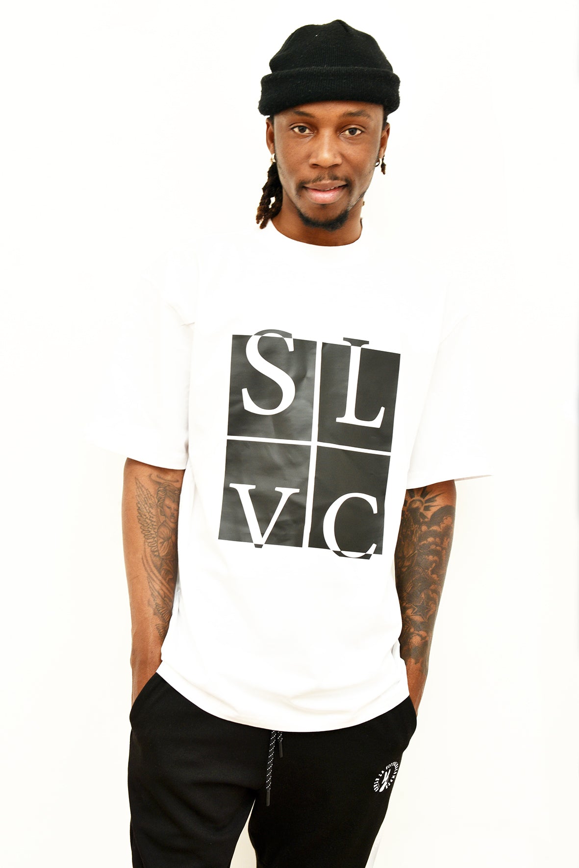 Tee-shirt SLVC CHICAGO CLASSIC WHITE Oversized logo noir (Unisex)