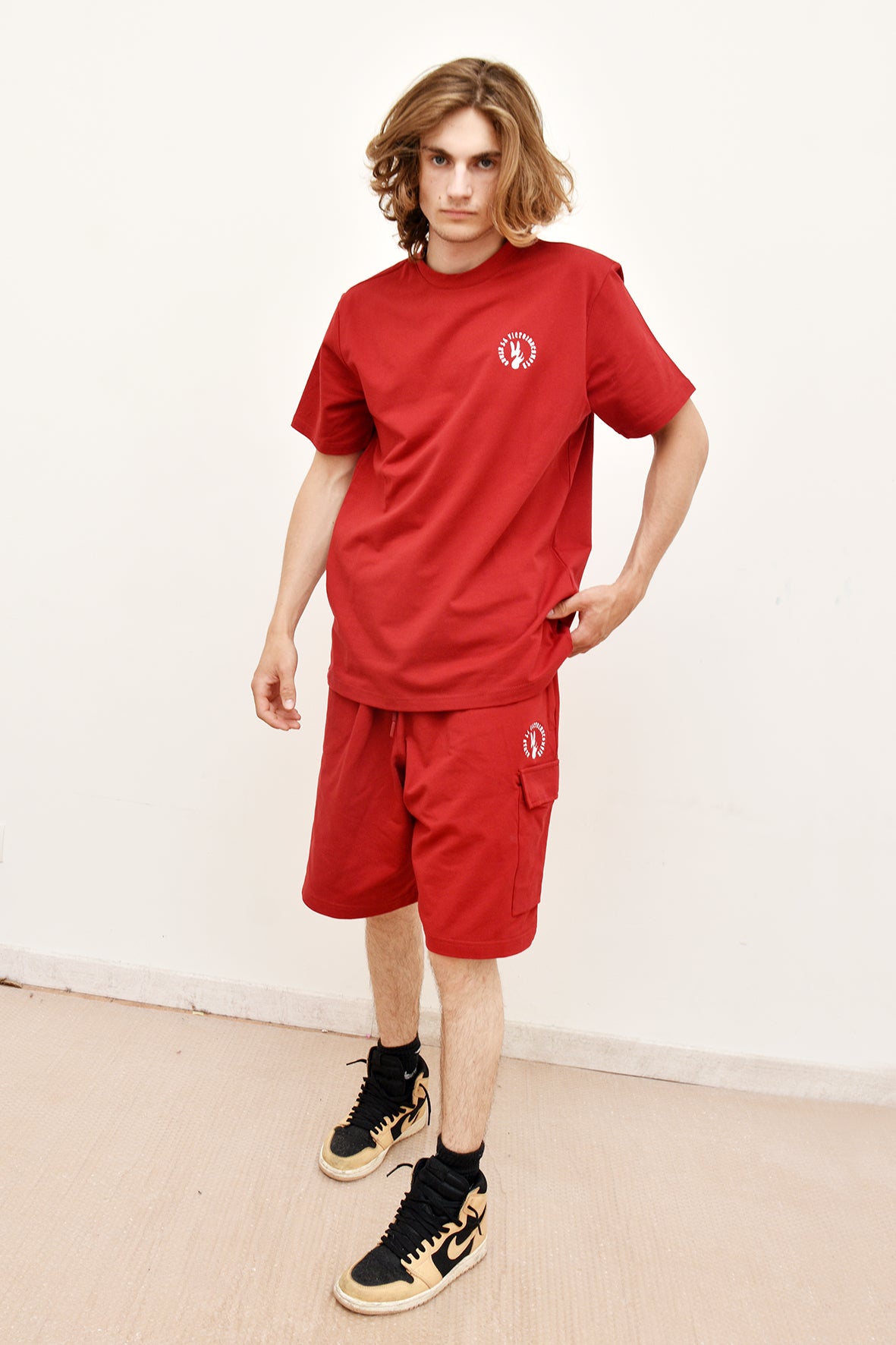 Ensemble Tee-Shirt et Short rouge SLVC CARGO AUTHENTIK logo en broderie