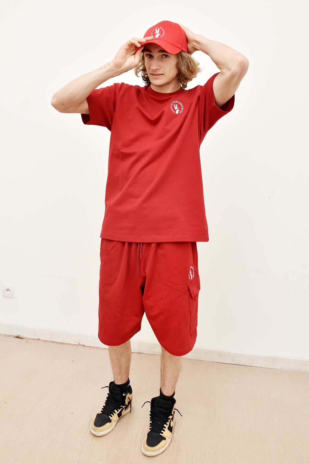 Ensemble Tee-Shirt et Short rouge SLVC CARGO AUTHENTIK logo en broderie