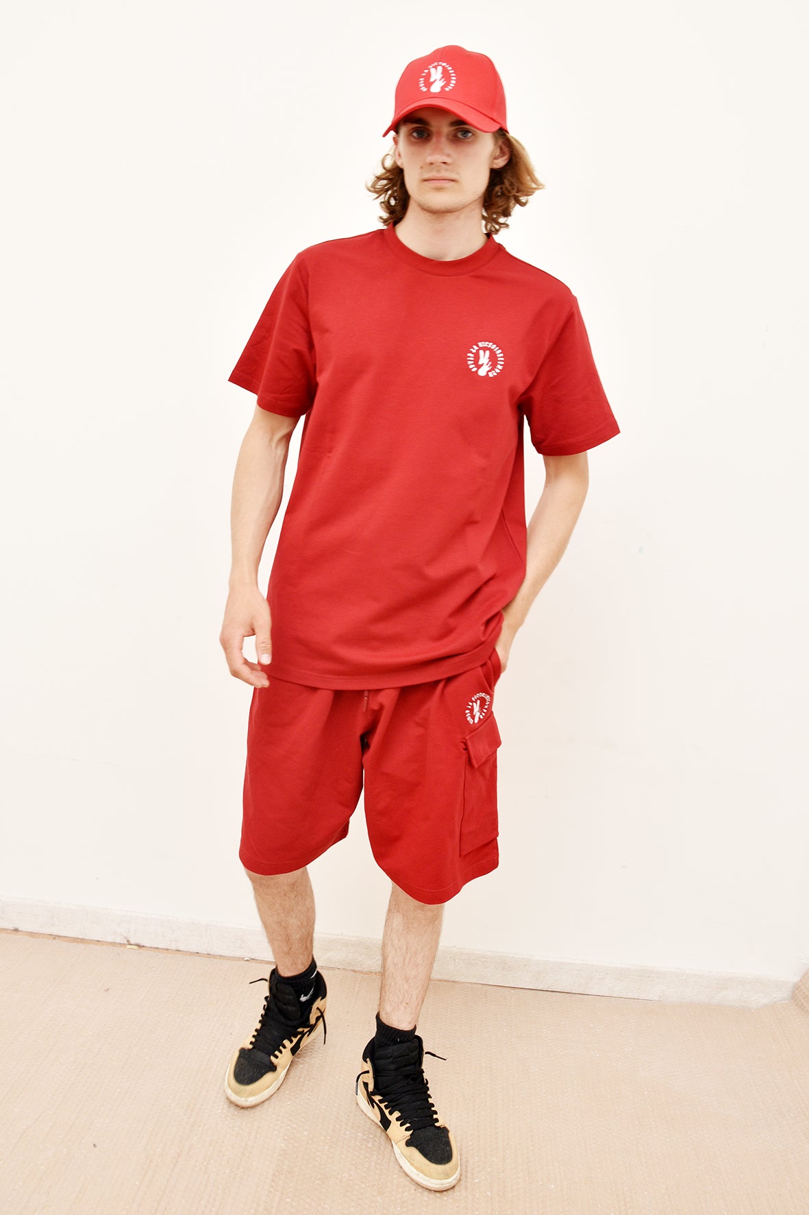 Ensemble Tee-Shirt et Short rouge SLVC CARGO AUTHENTIK logo en broderie