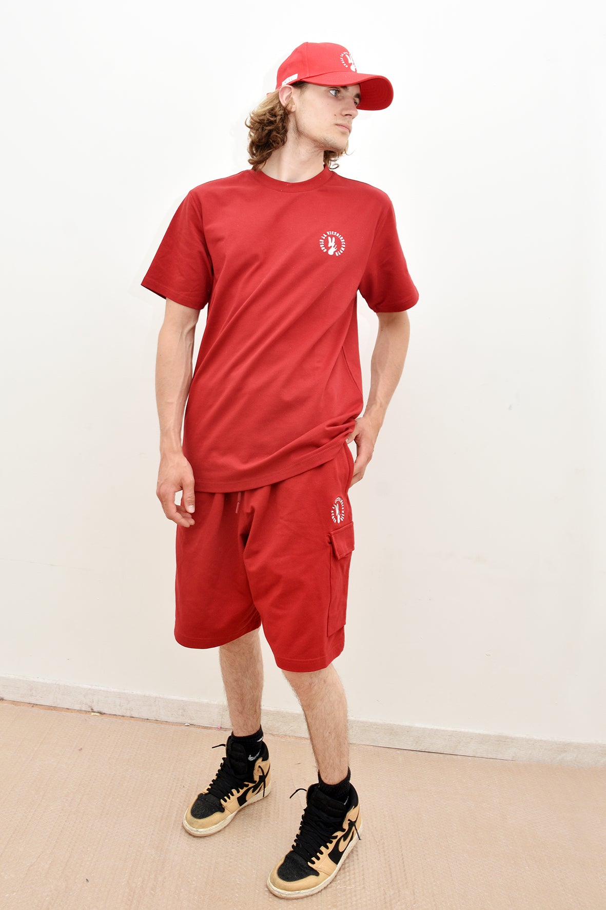 Ensemble Tee-Shirt et Short rouge SLVC CARGO AUTHENTIK logo en broderie