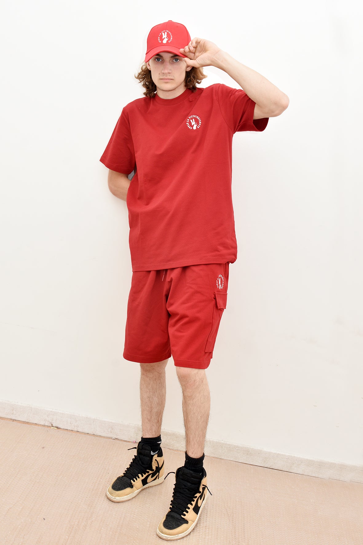 Ensemble Tee-Shirt et Short rouge SLVC CARGO AUTHENTIK logo en broderie