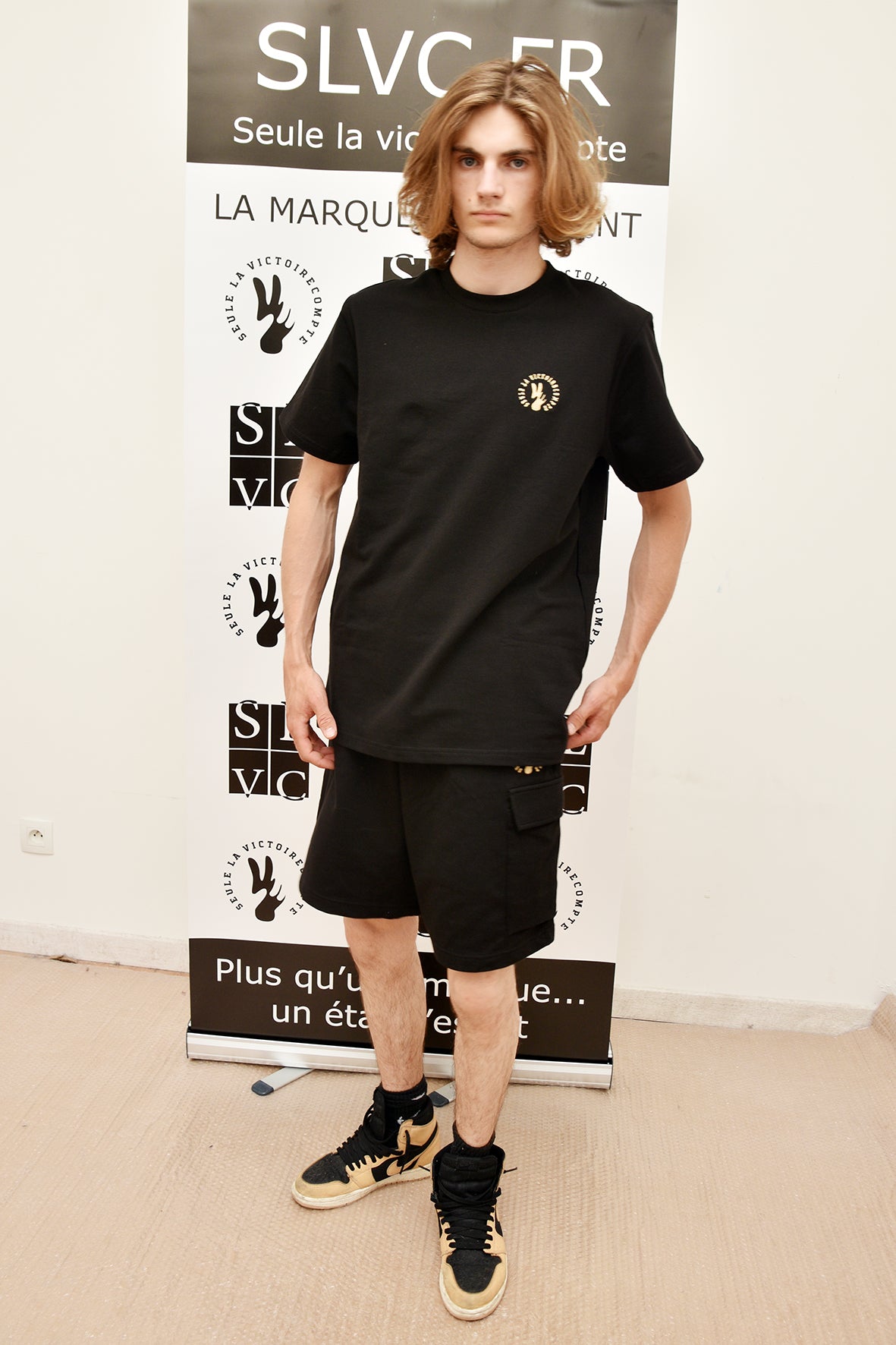 Ensemble Tee-Shirt et Short SLVC CARGO AUTHENTIK noir logo en broderie