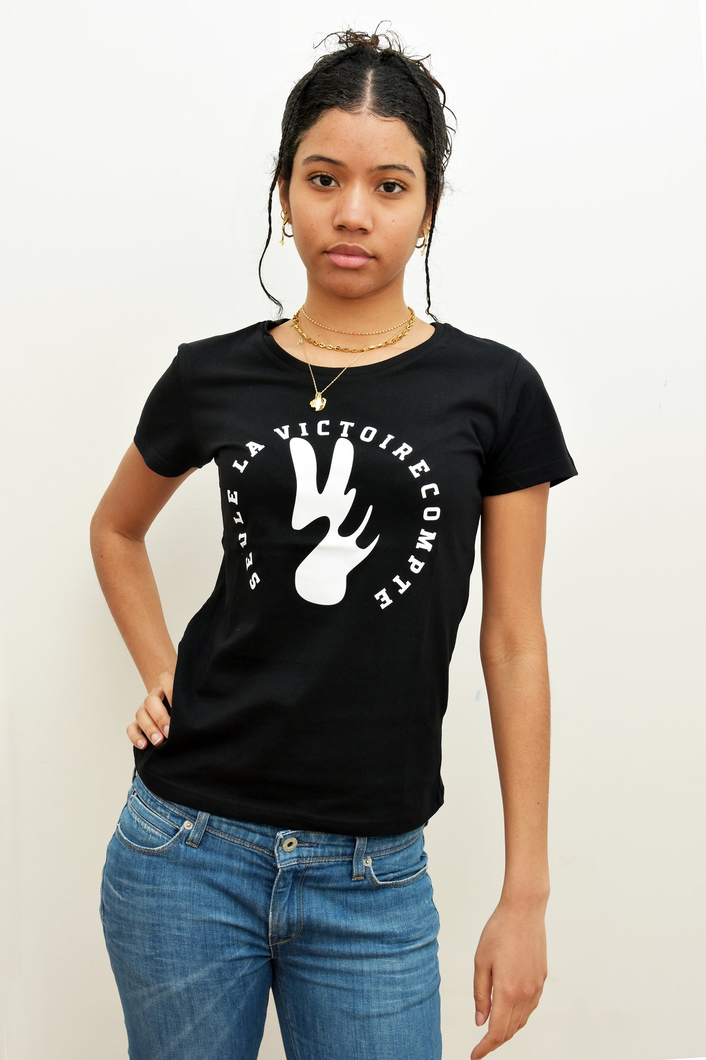 Tee-shirt femme SLVC AUTHENTIK MADONE grand logo blanc rond