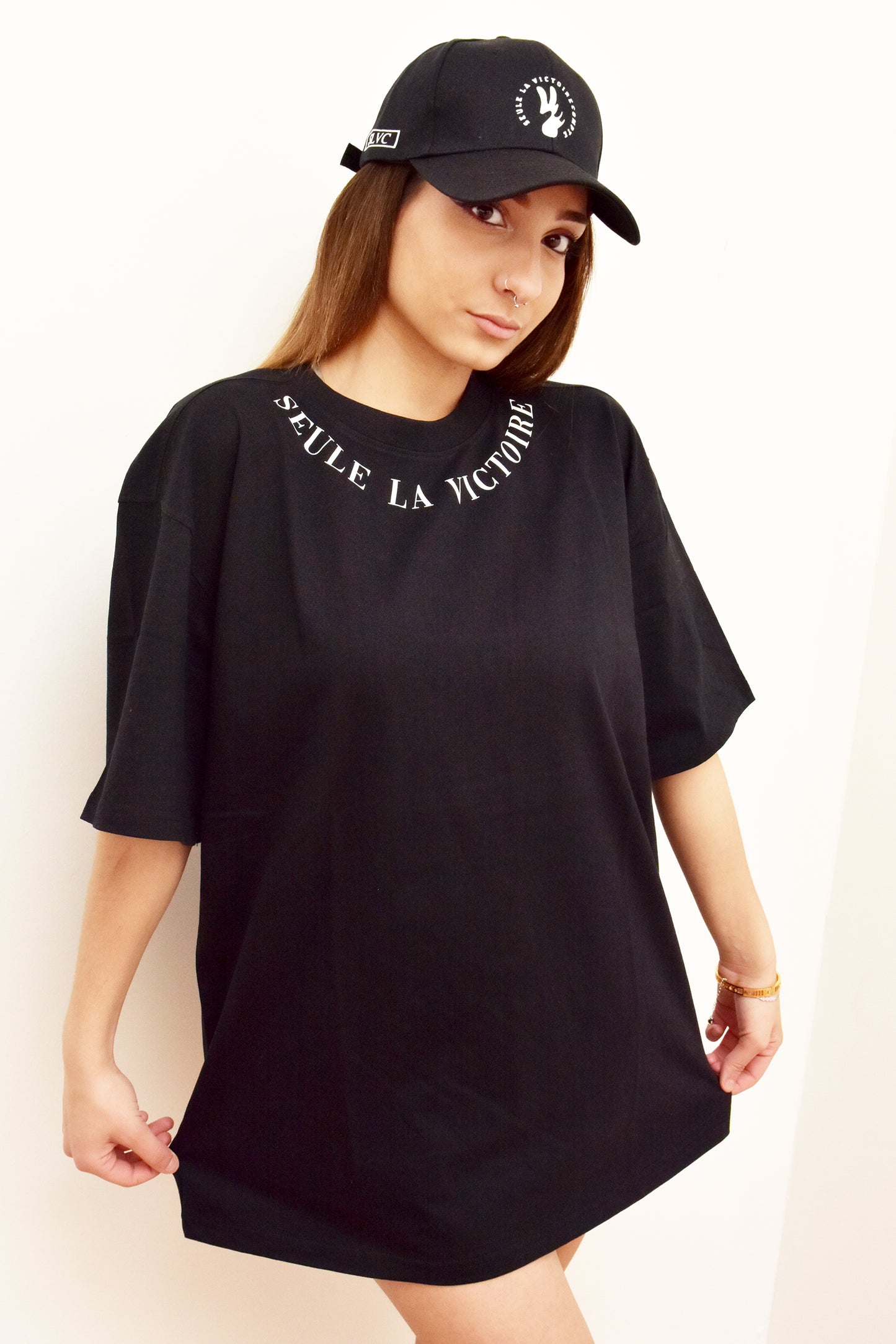Tee-shirt SLVC CHICAGO BLACK Oversized logo texte blanc (Unisex)