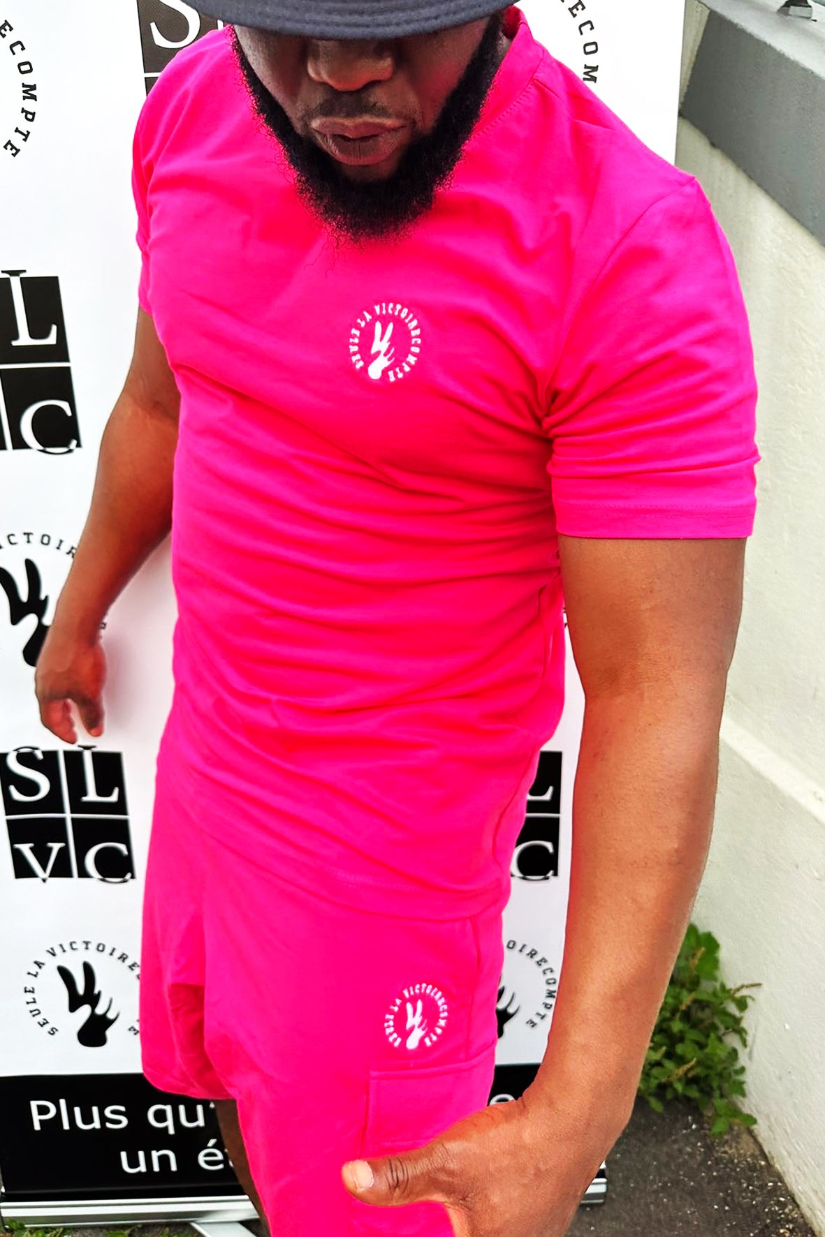 Ensemble Tee-Shirt et Short rose SLVC CARGO AUTHENTIK logo en broderie