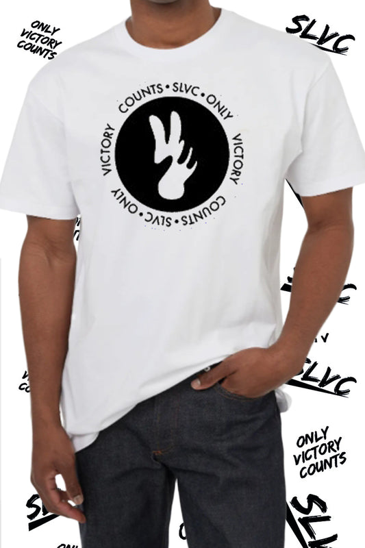 TEE-SHIRT BLANC SLVC ONLY VICTORY COUNTS LOGO ROND