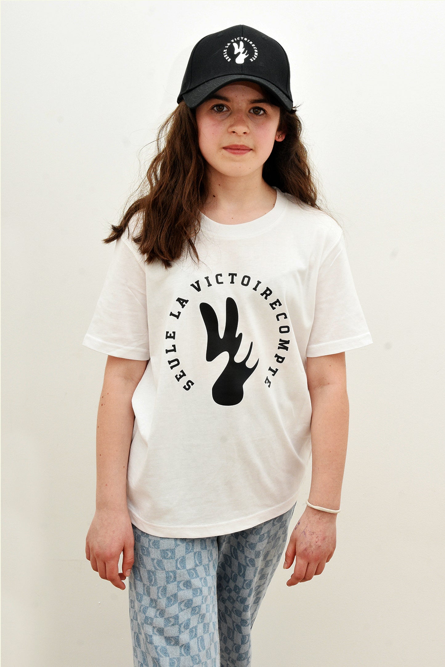 Duo Tee-shirt enfants blanc SLVC AUTHENTIK & CLASSIC grand logo noir (Unisex)