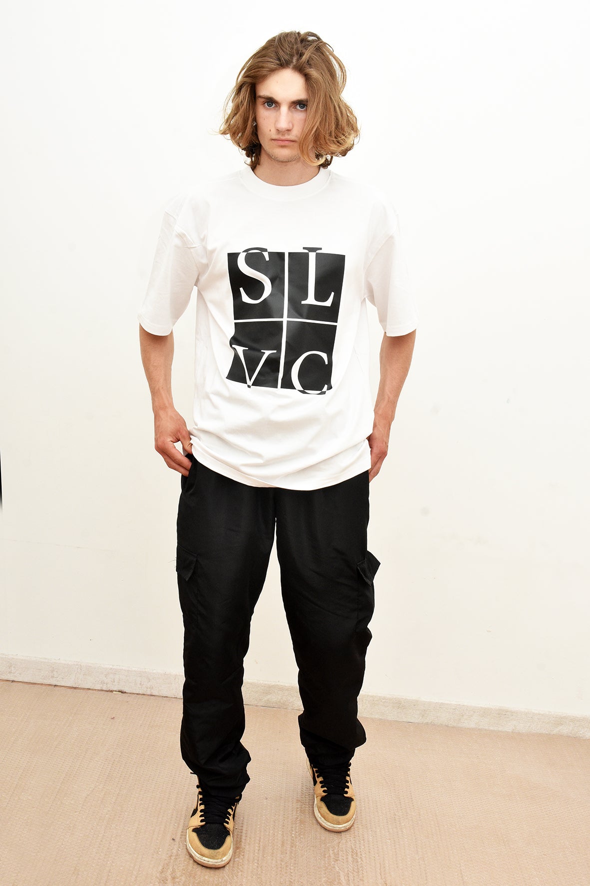 Tee-shirt SLVC CHICAGO CLASSIC WHITE Oversized logo noir (Unisex)